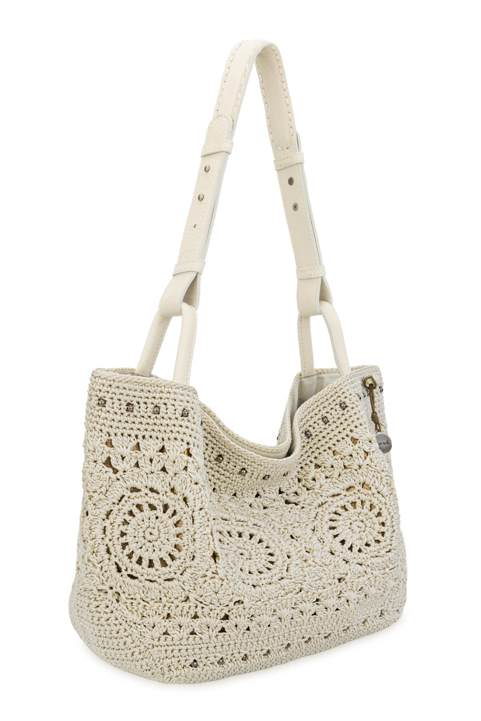 The Sak Los Feliz Medium Crochet Tote Bag, Alternate, color, Natural Medallion