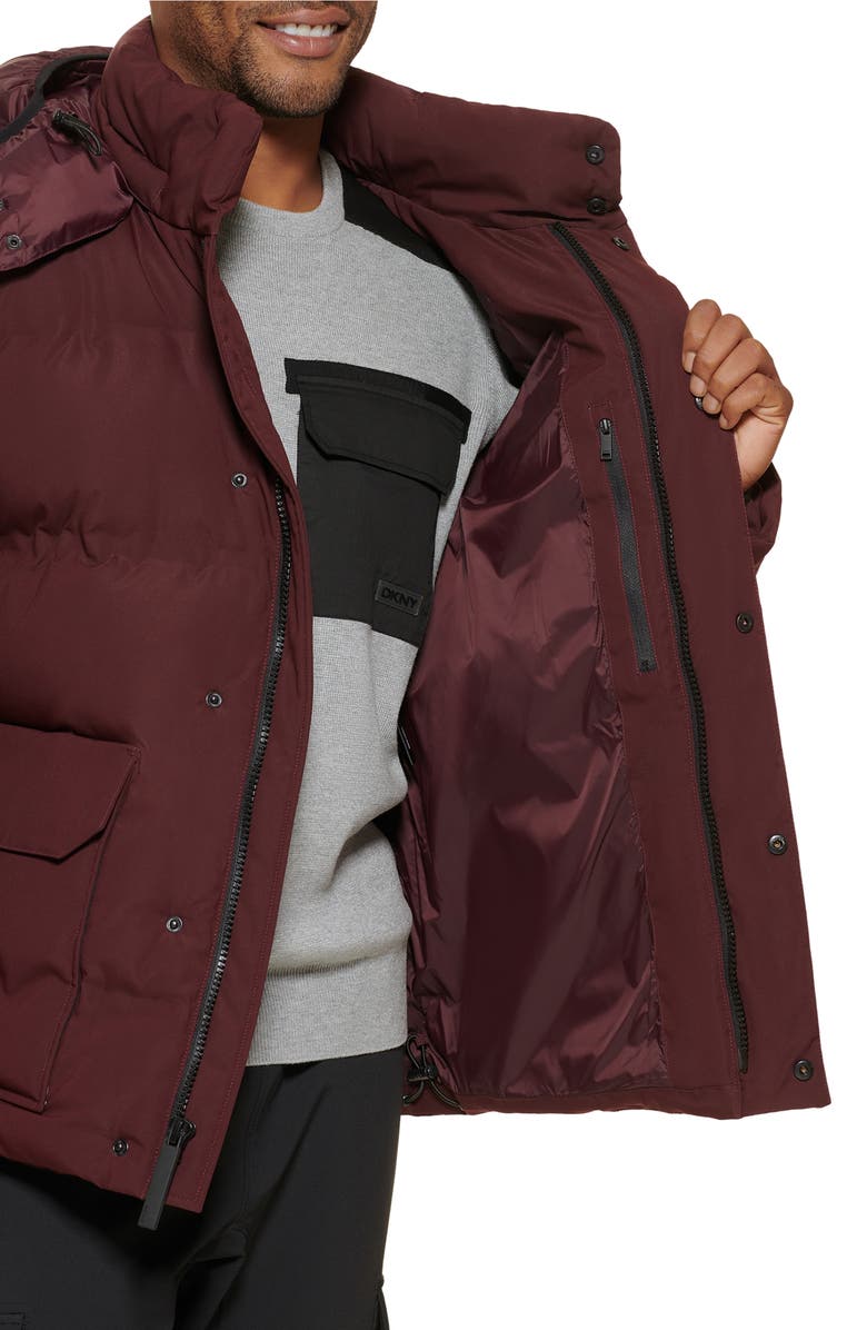 DKNY Hooded Puffer Jacket, Alternate, color, Oxblood
