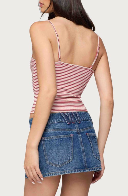Edikted Tova Striped Scoop Tank Top In Red