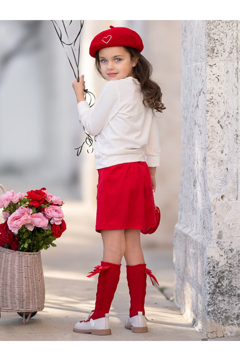 Love Is All You Need Sweater and Red Skirt Set, Alternate, color, Red