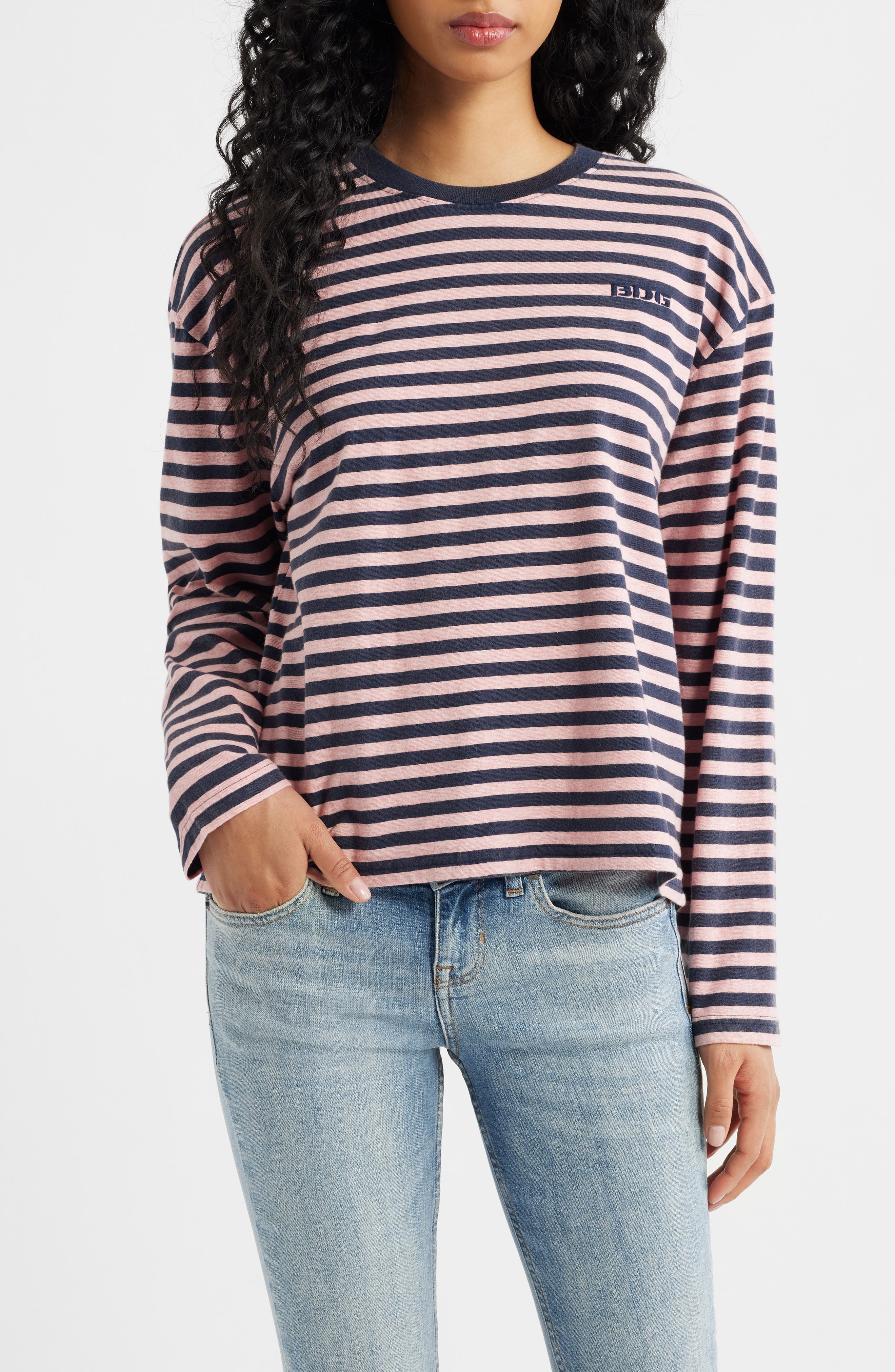 Stripe Long Sleeve Boxy Cotton Top - image 3