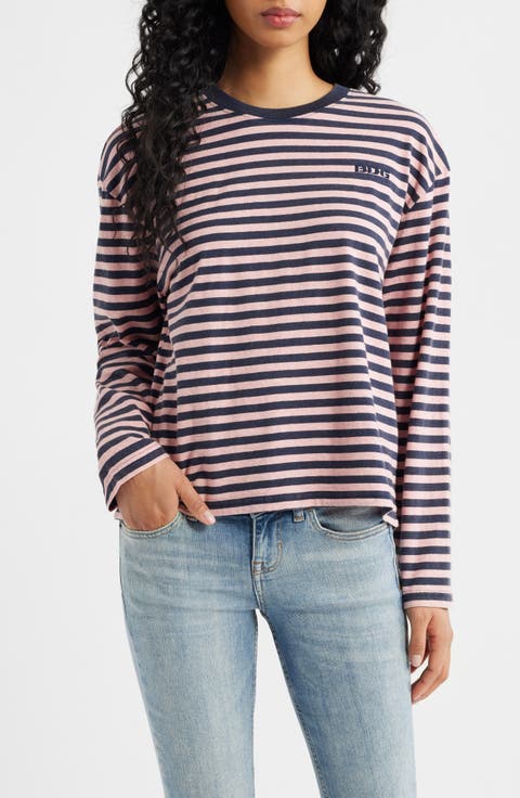 Stripe Long Sleeve Boxy Cotton Top
