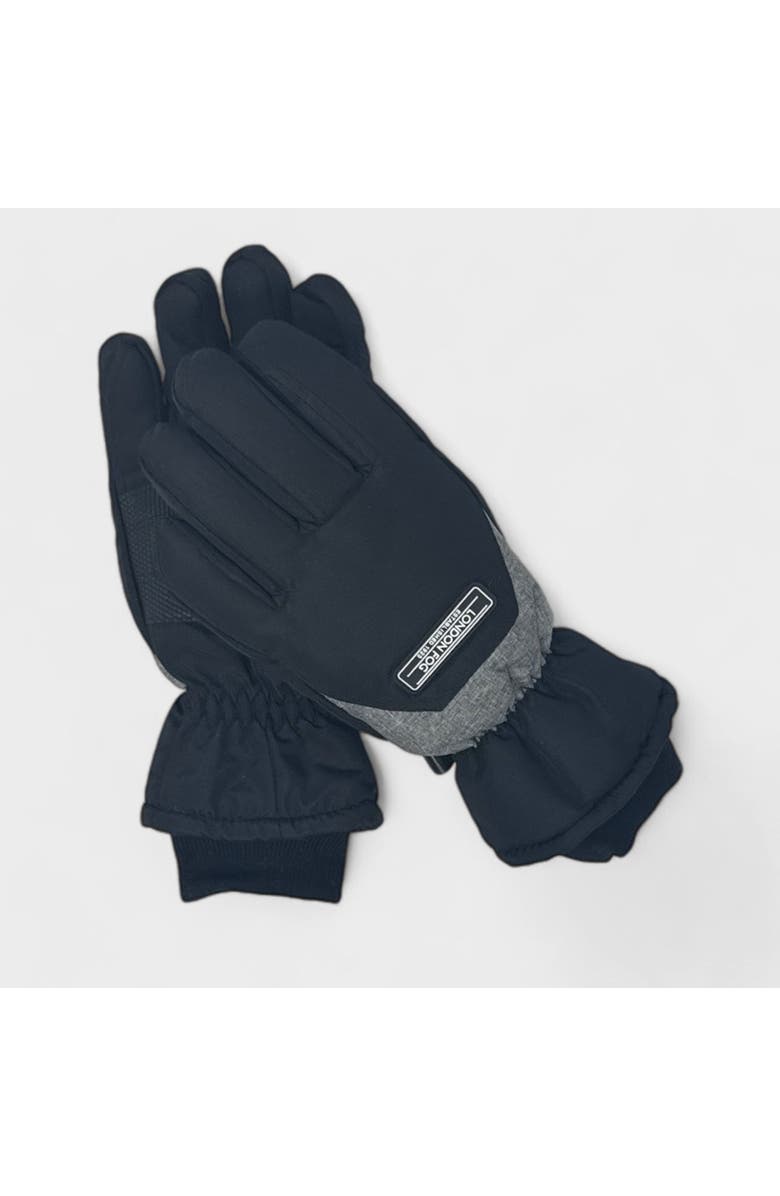 London Fog Boy's Ski Gloves with Velcro Closure, Alternate, color, Black