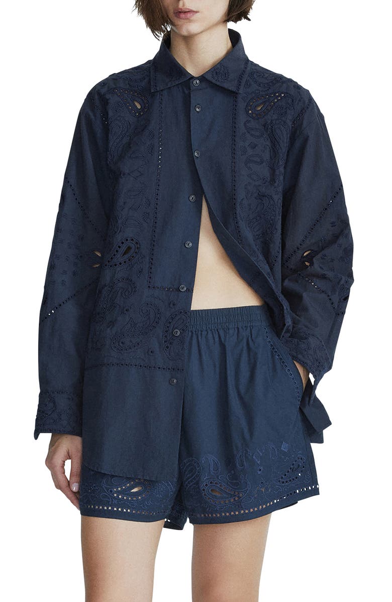 rag & bone Vivian Embroidered Shirt, Main, color,