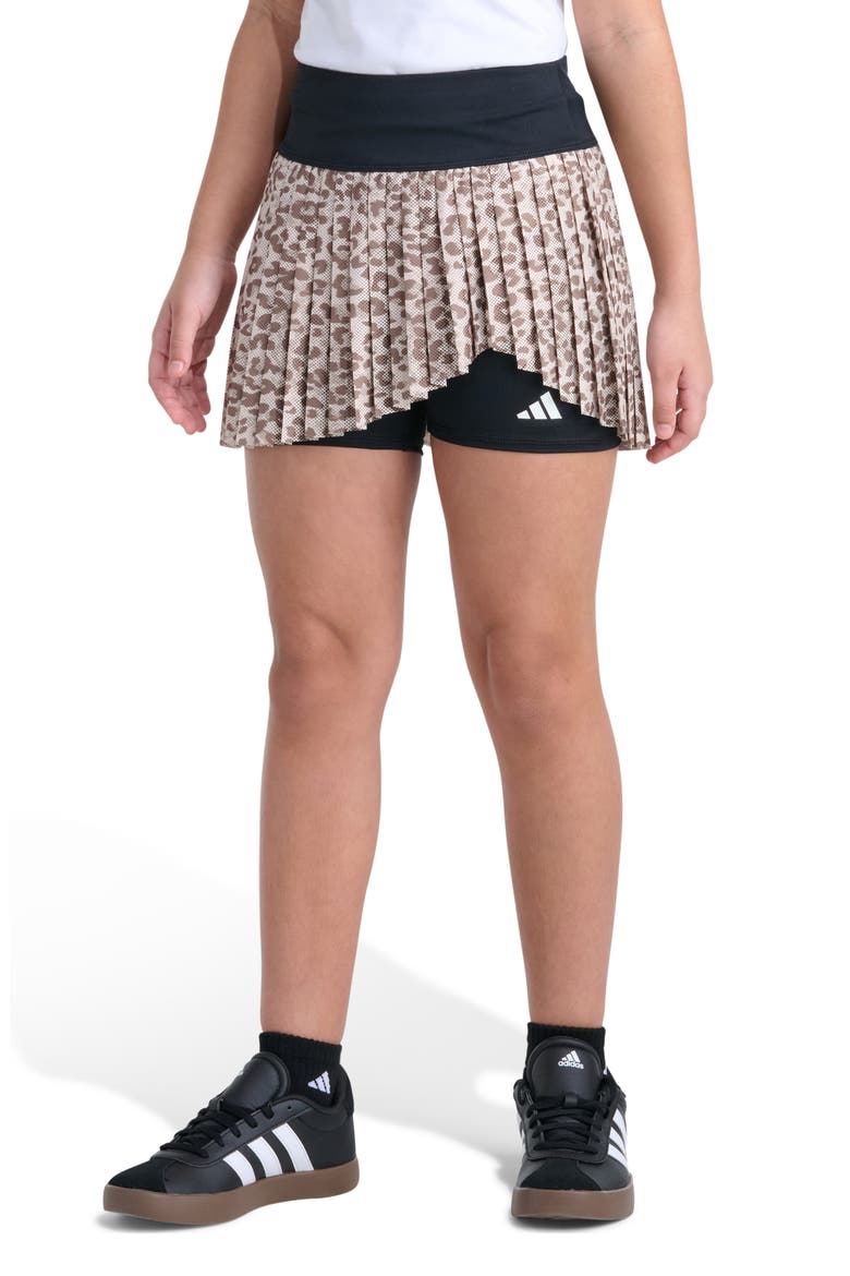 Kids' Leopard Print Pleated Skort, Main, color, MEDIUM BEIGE