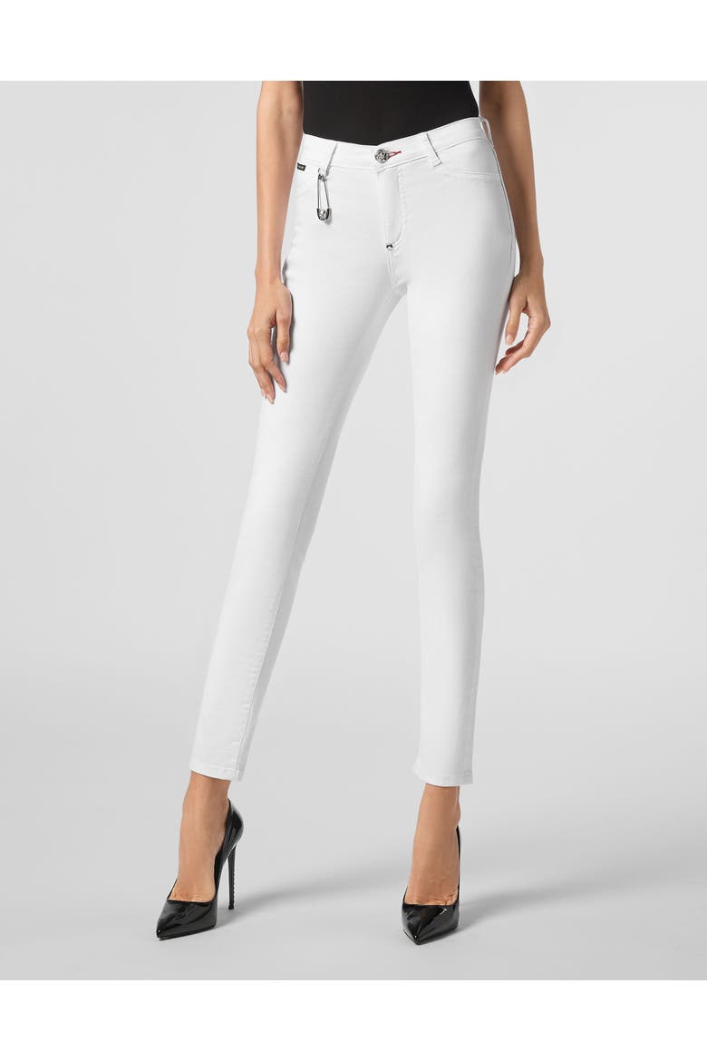 High Waist Jegging Iconic Plein Women, Main, color, white