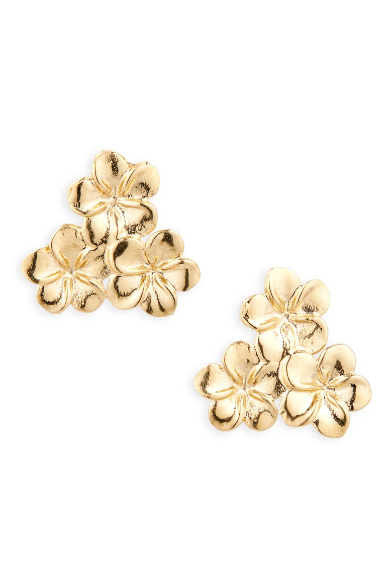 Melia Trio Flower Bunch Stud Earrings, Main, color, GOLD