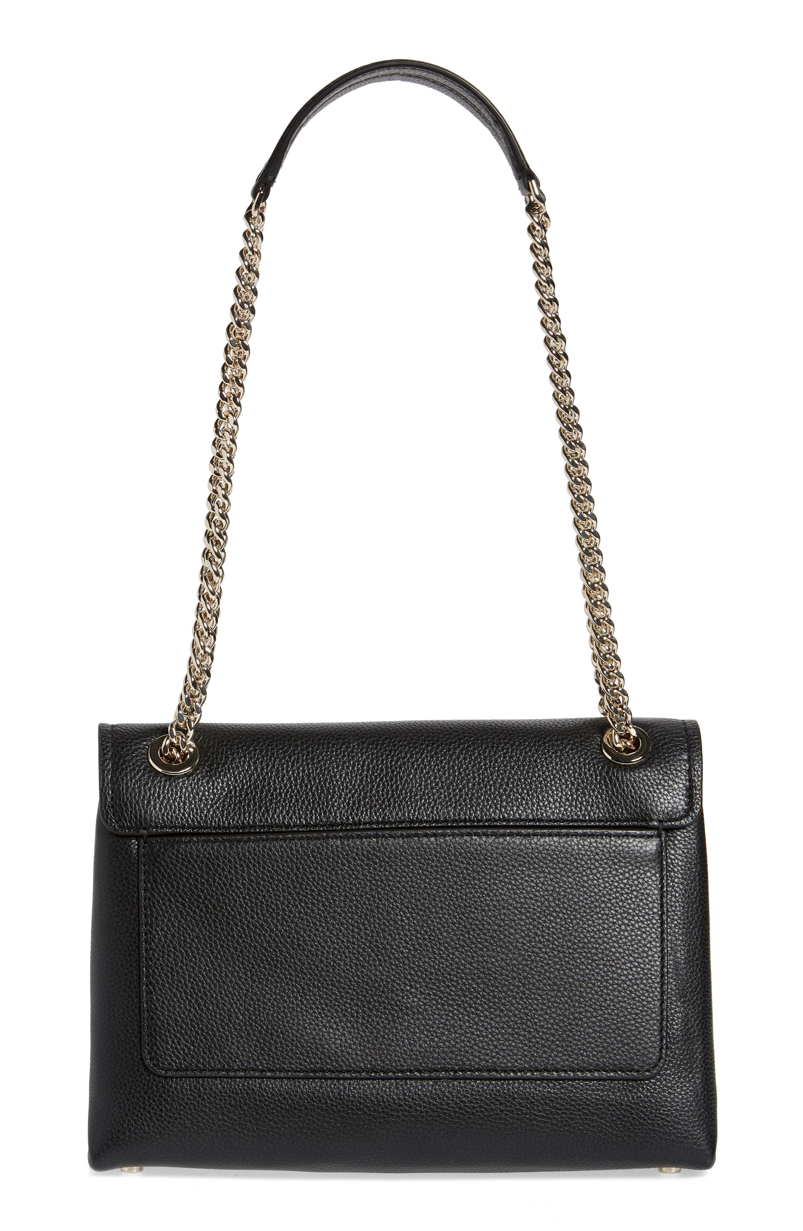 large florence leather shoulder bag, Alternate, color, BLACK