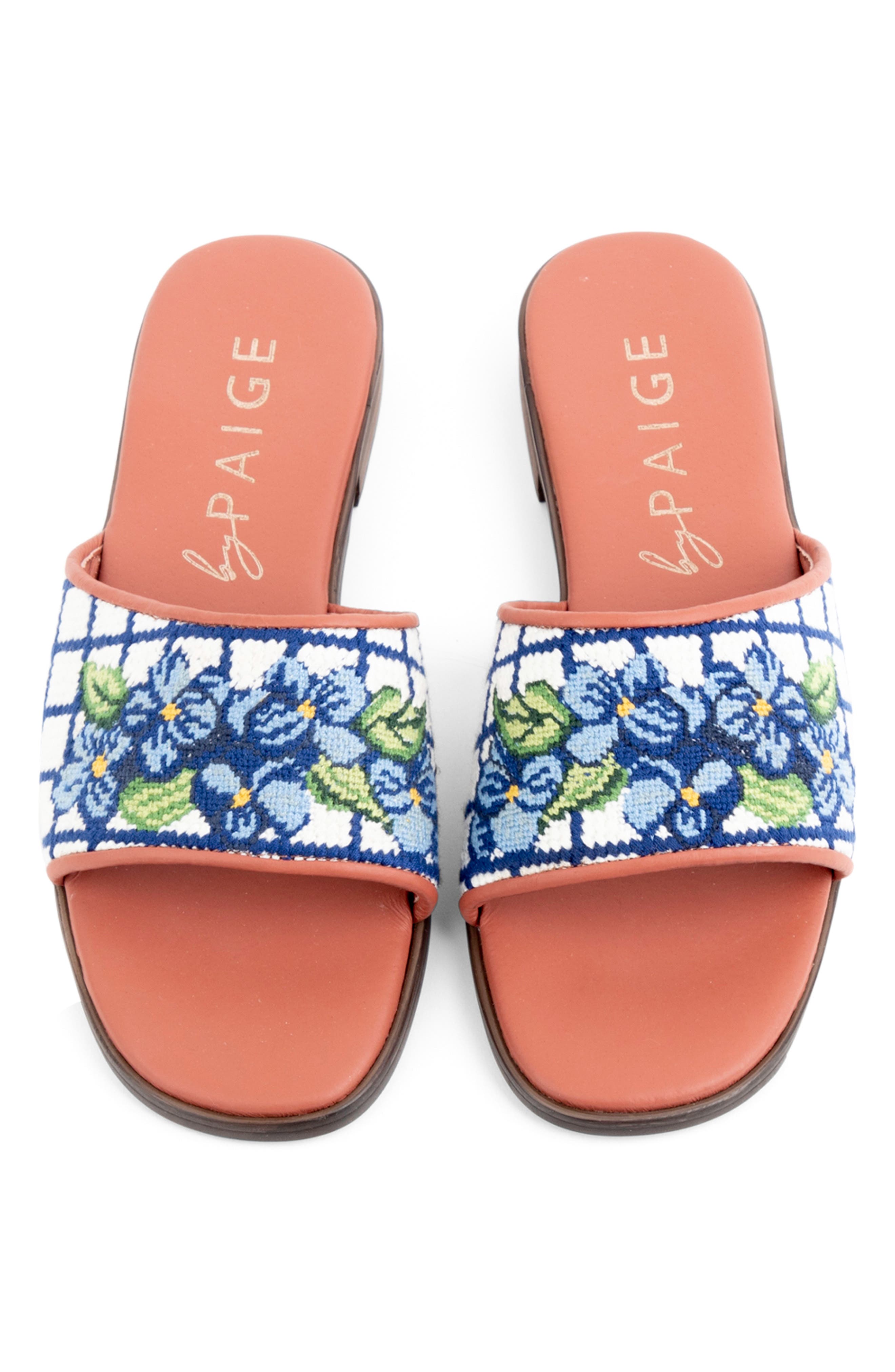 ByPaige Needlepoint Stitched Slide Sandal, Alternate, color, Blue