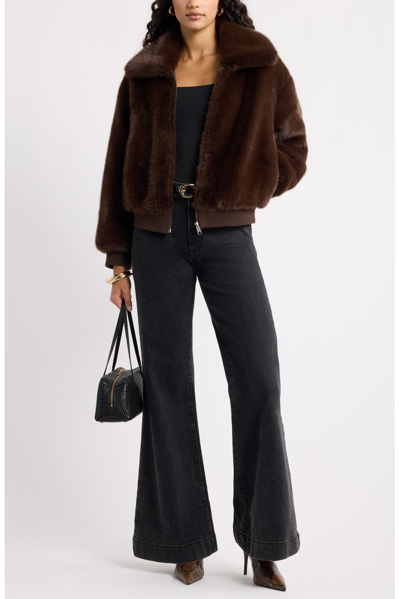 Faux Fur Jacket, Alternate, color, BROWN SEAL