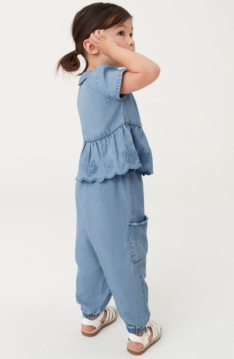 NEXT Kids' Broderie Anglaise Chambray Top & Joggers Set, Alternate, color,