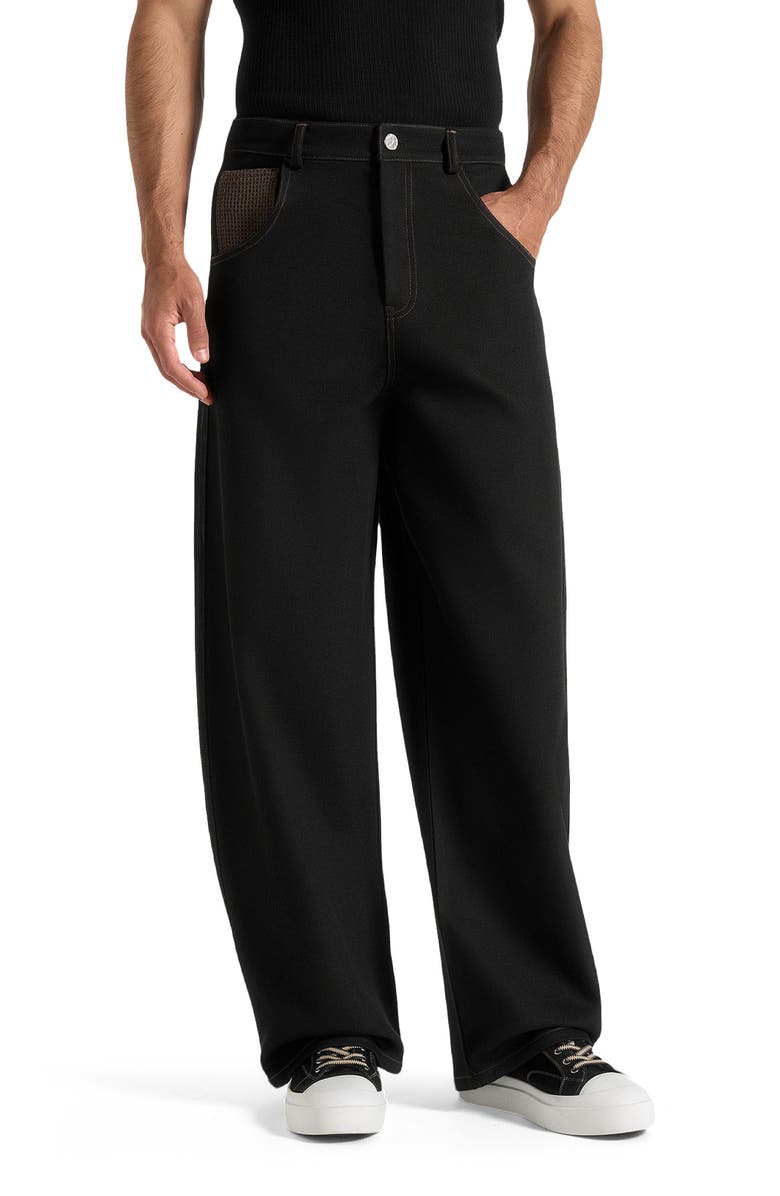 Manière De Voir Lazare Wide Leg Twill Jeans, Alternate, color, Black