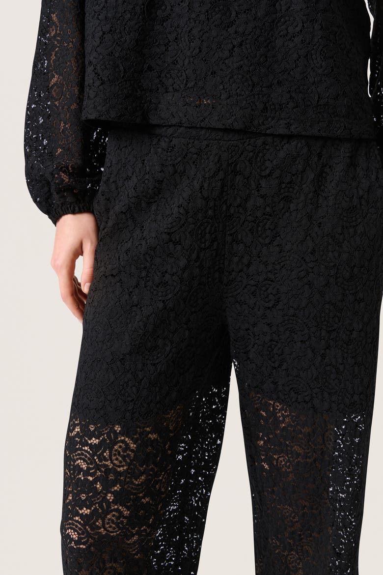 SLHenni Elastic Waist Wide Leg Trousers, Alternate, color, Black