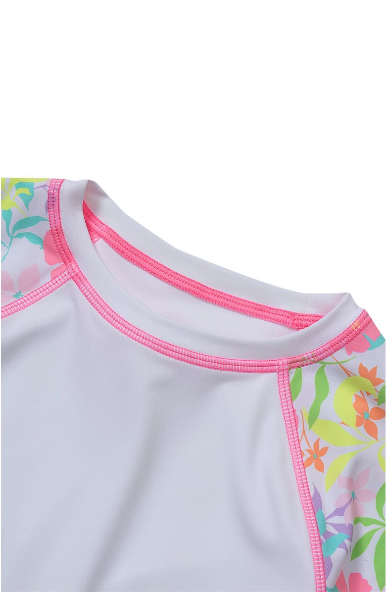 Lands' End Girls Long Sleeve Mock Neck UPF 50 Swim Rash Guard, Alternate, color, White Multi Floral