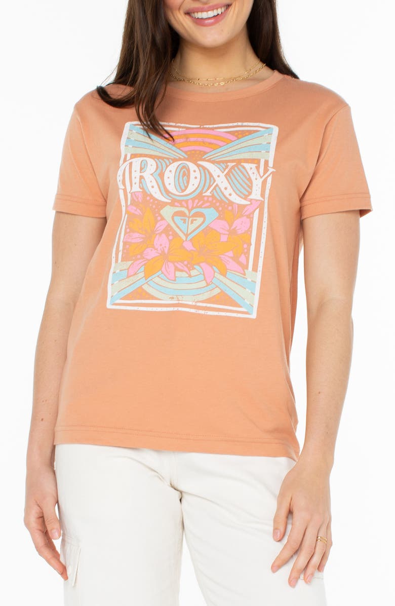 Roxy Rays Logo Cotton Graphic T-Shirt, Main, color, 