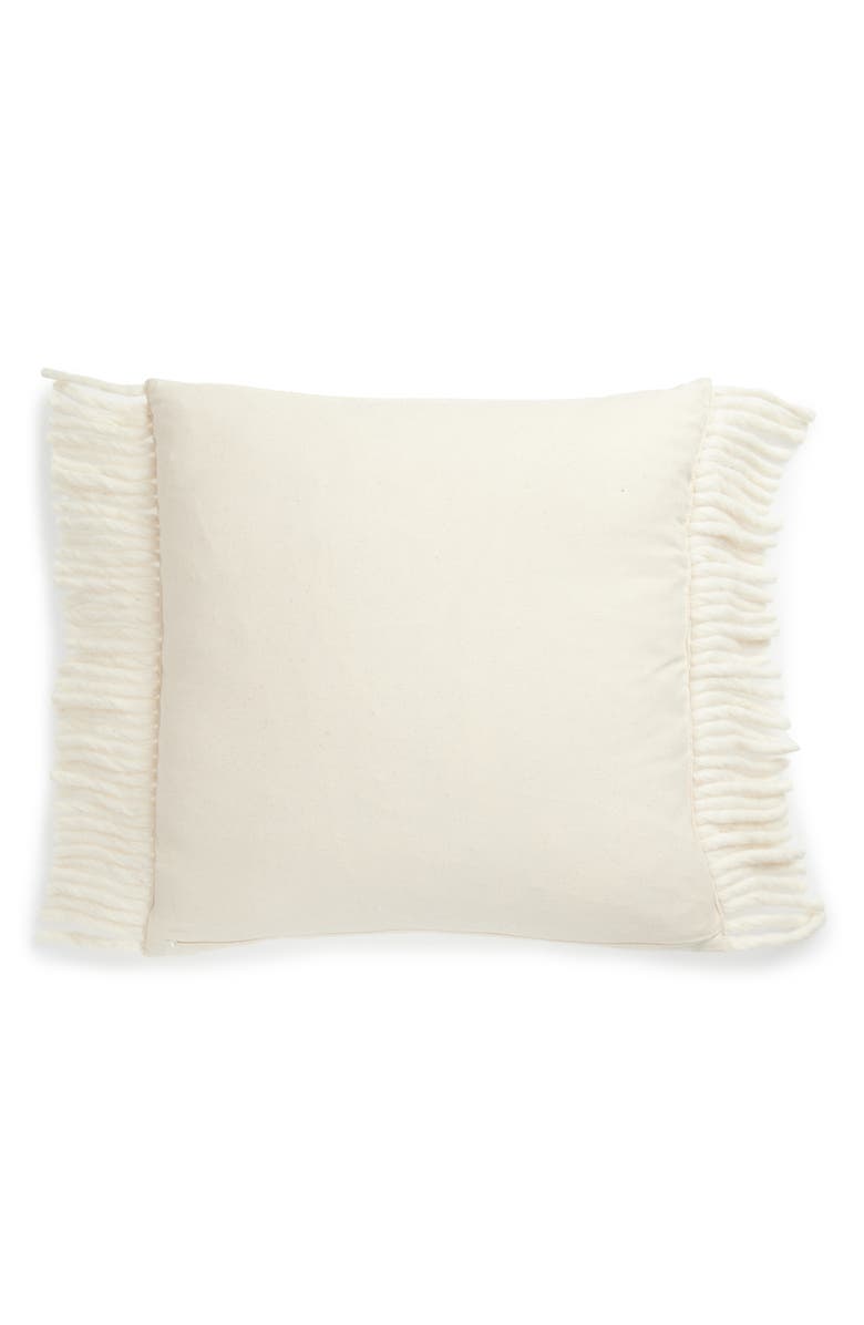 Tahari Rib Fringe Accent Pillow, Alternate, color, Ivory