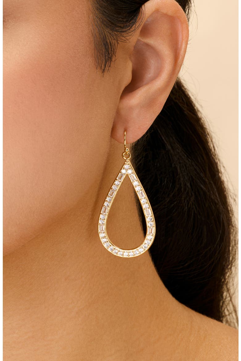 Evangeline Cubic Zirconia Teardrop Earrings, Alternate, color, GOLD