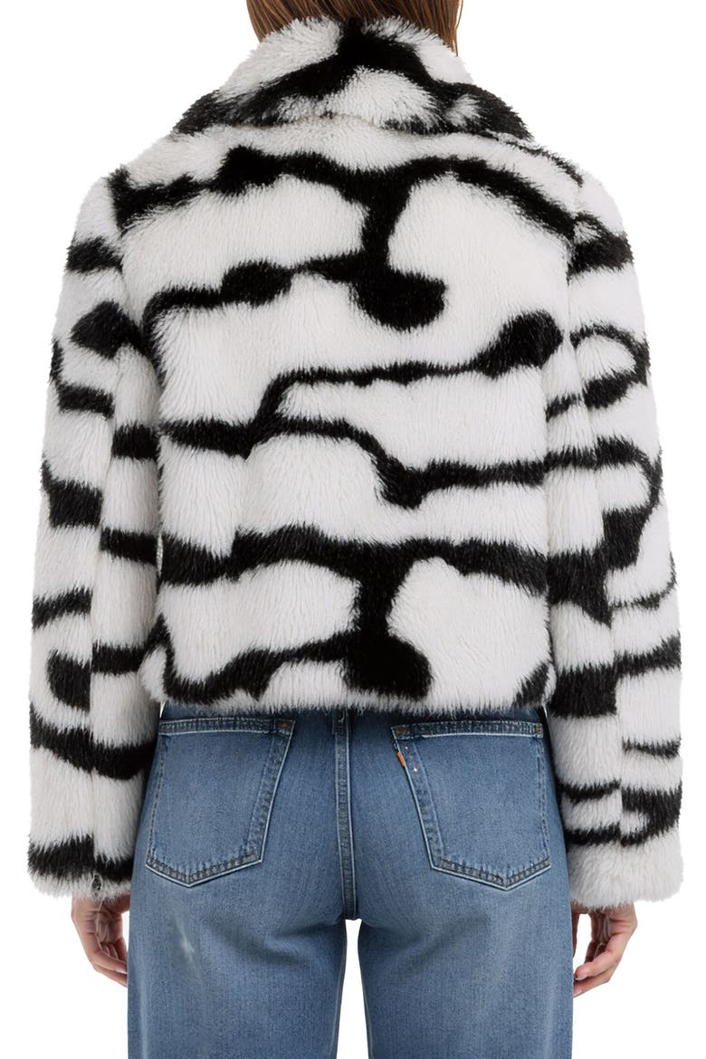 Abstract Print Faux Fur Jacket, Alternate, color, BLACK OFF/ WHITE