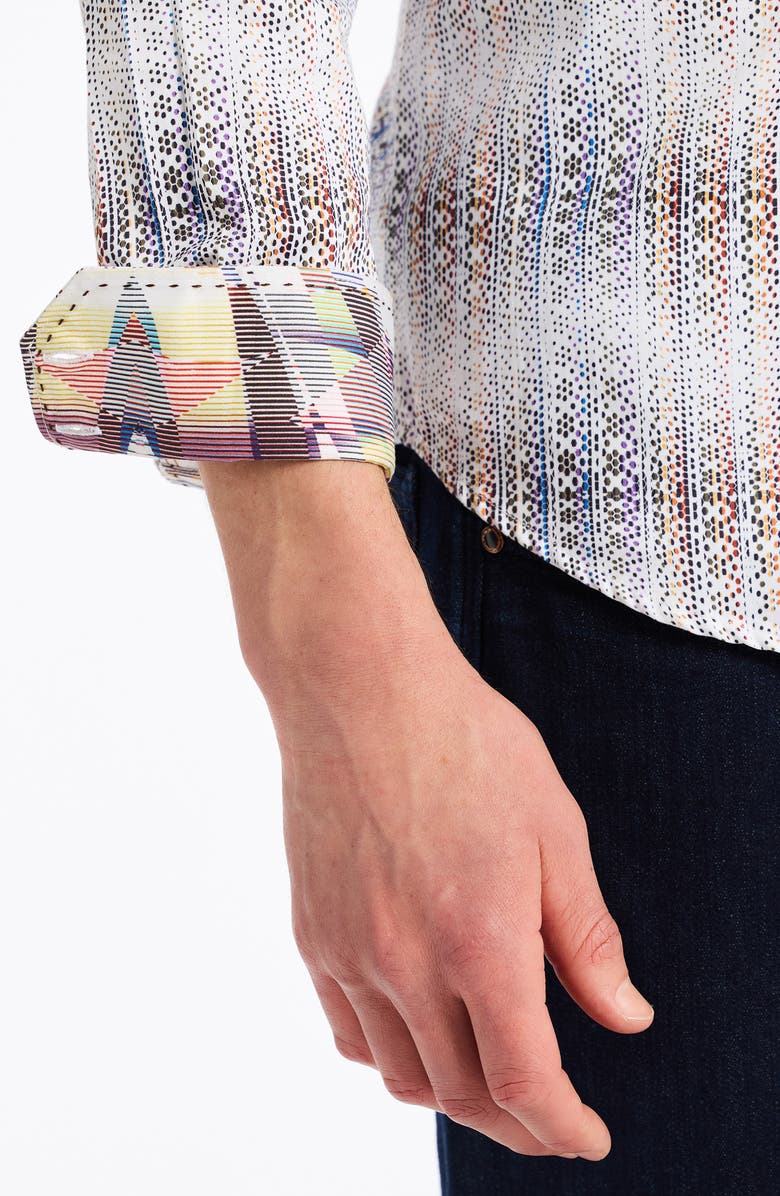 Robert Graham Forsyth Ombré Stripe Button-Up Shirt, Alternate, color, White Multi