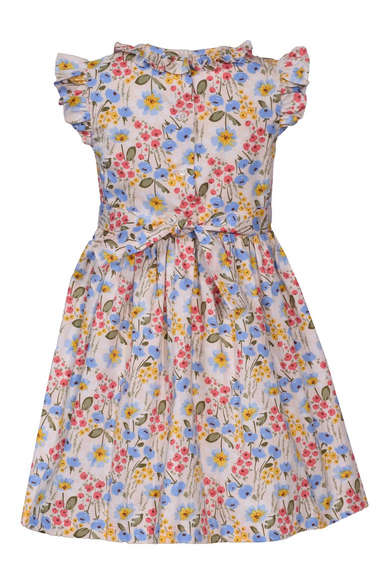 Kids' Floral Smocked Party Dress, Alternate, color, IVORY/ FLORAL MULTI