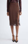 Balmain Lace Trim Knit Midi Skirt