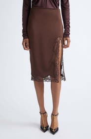 Balmain Lace Trim Knit Midi Skirt