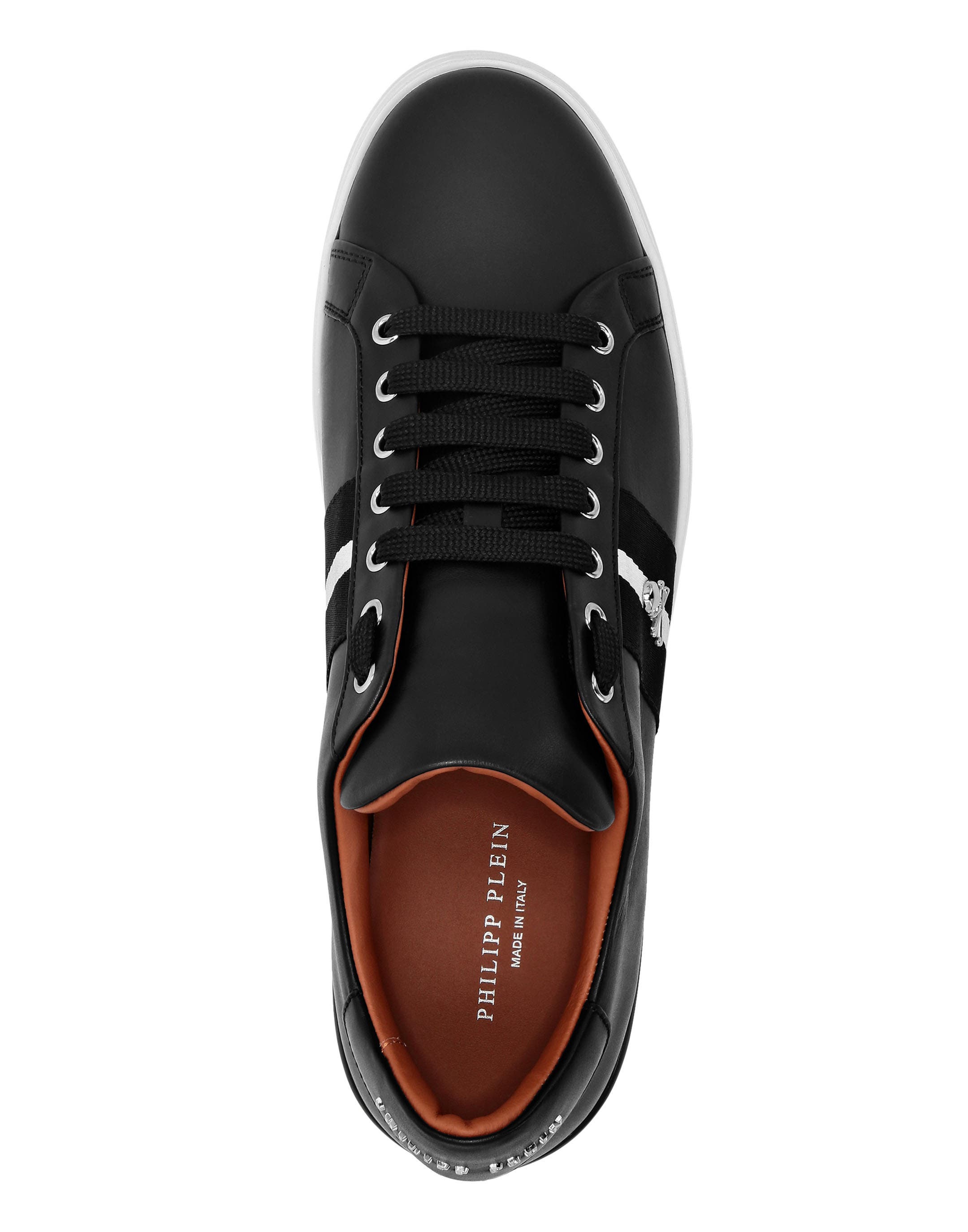 Leather Lo-Top Sneakers Stripes Unisex, Alternate, color, black
