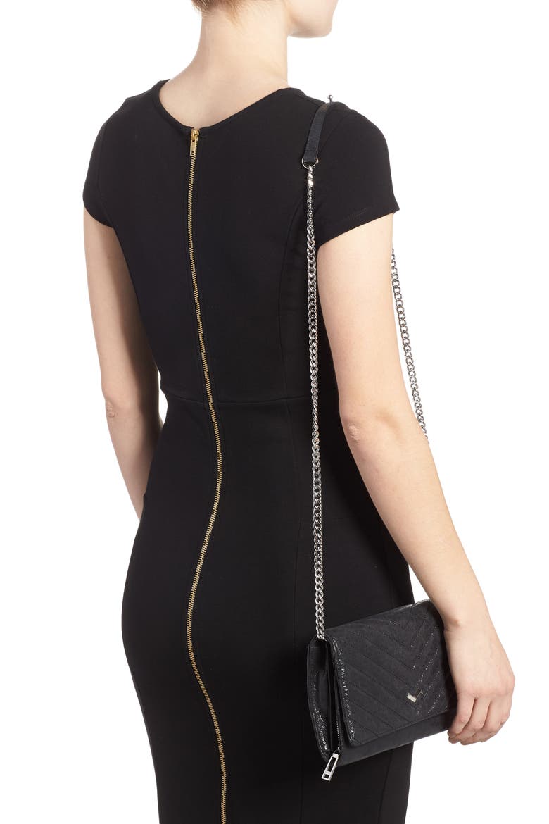 Soho Calfskin Leather Wallet on a Chain, Alternate, color, BLACK