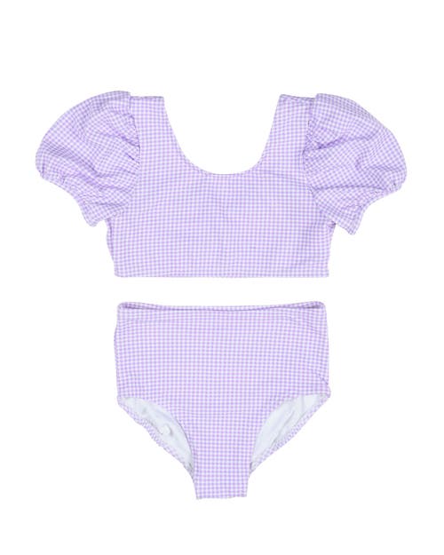 Florence Eiseman Gingham Puff Sleeve Bikini In Purple