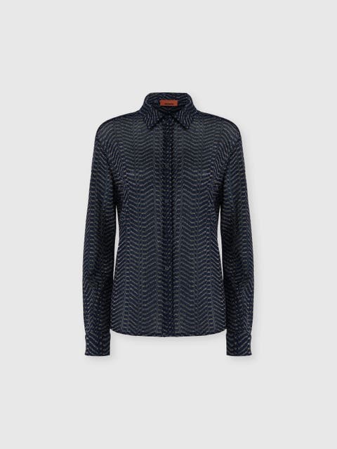 Viscose Lamé Shirt With Greek Key Motif