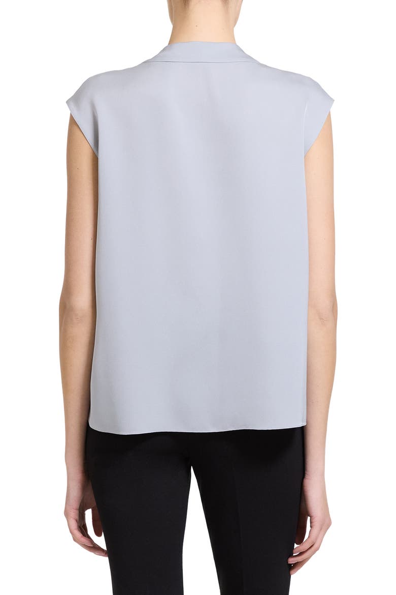 Pleated V-Neck Silk Shell, Alternate, color, LUNA