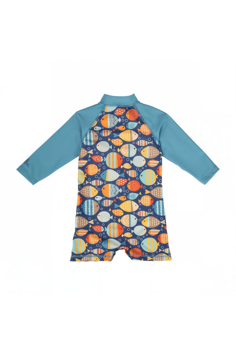 Long Sleeve Swim Romper, Alternate, color, Fish Parade