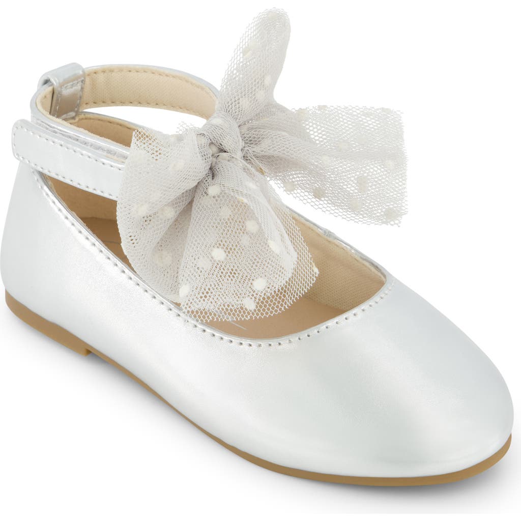 Jessica Simpson Kids' Amy Tulle Mary Jane Ballet Flat In Silver