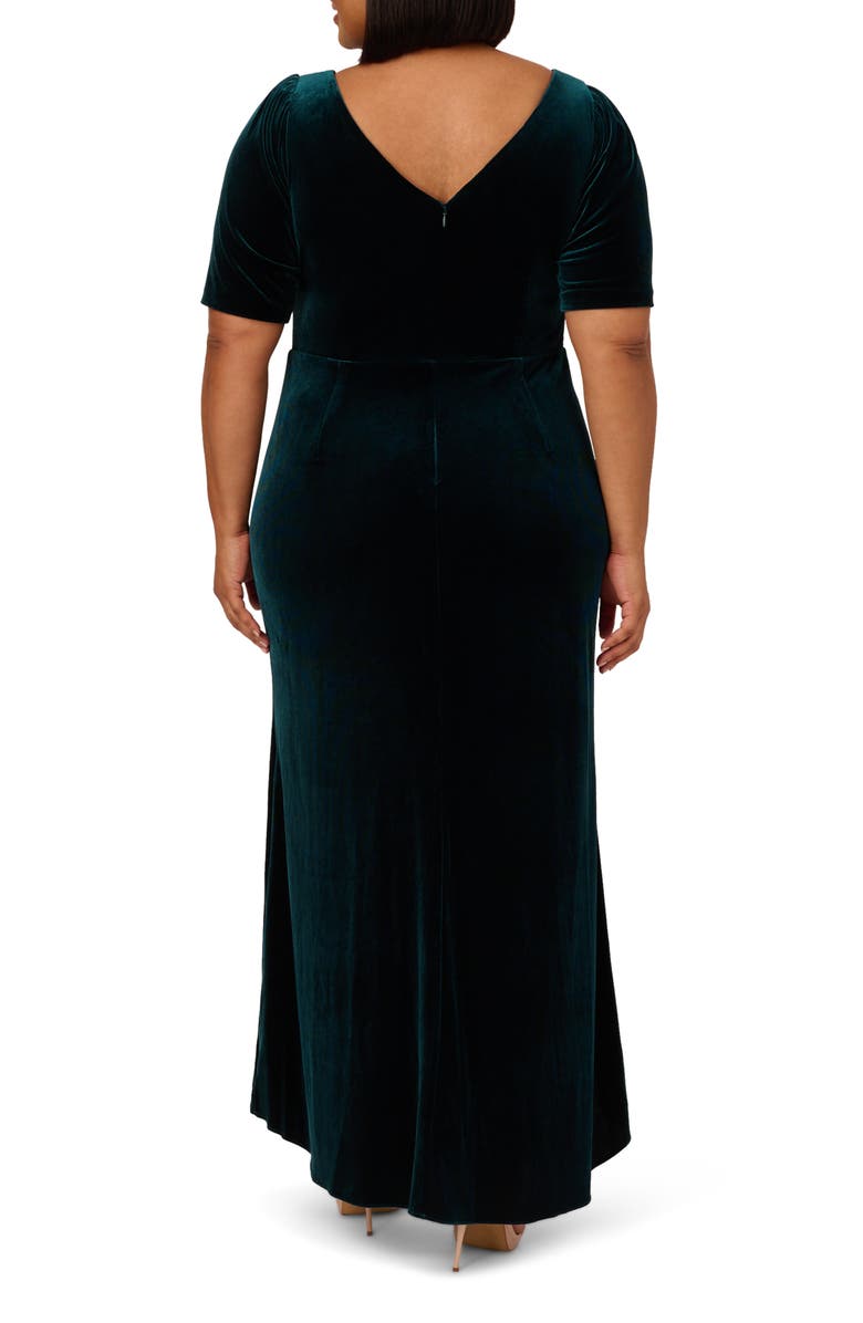 Adrianna Papell Ruched Velvet High-Low Gown, Alternate, color,