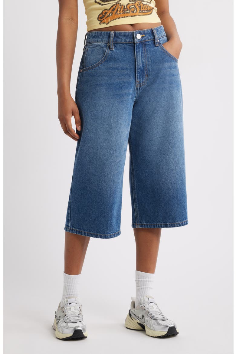 Wren High Waist Longline Bermuda Denim Shorts, Main, color, VINTAGE MEDIUM WASH