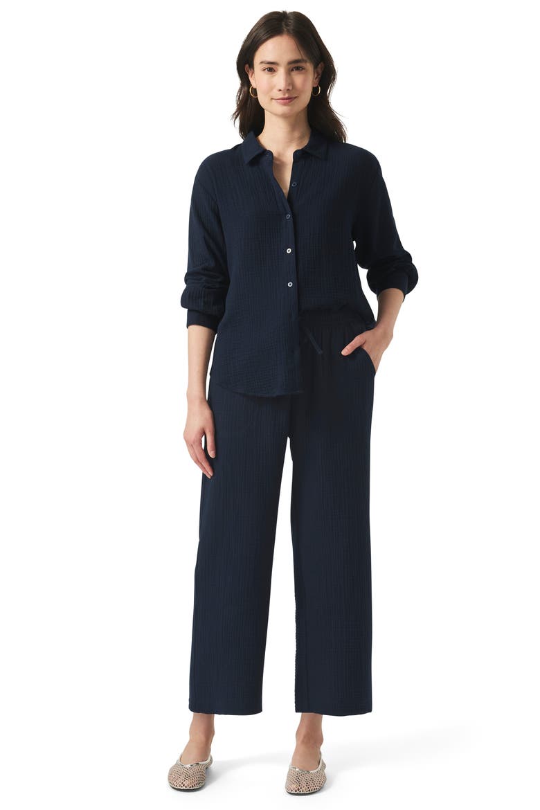 Adele Cotton Gauze Drawstring Pants, Alternate, color, NAVY