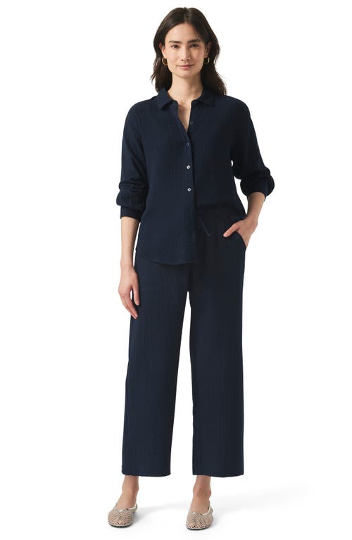Splendid Adele Cotton Gauze Drawstring Pants In Navy