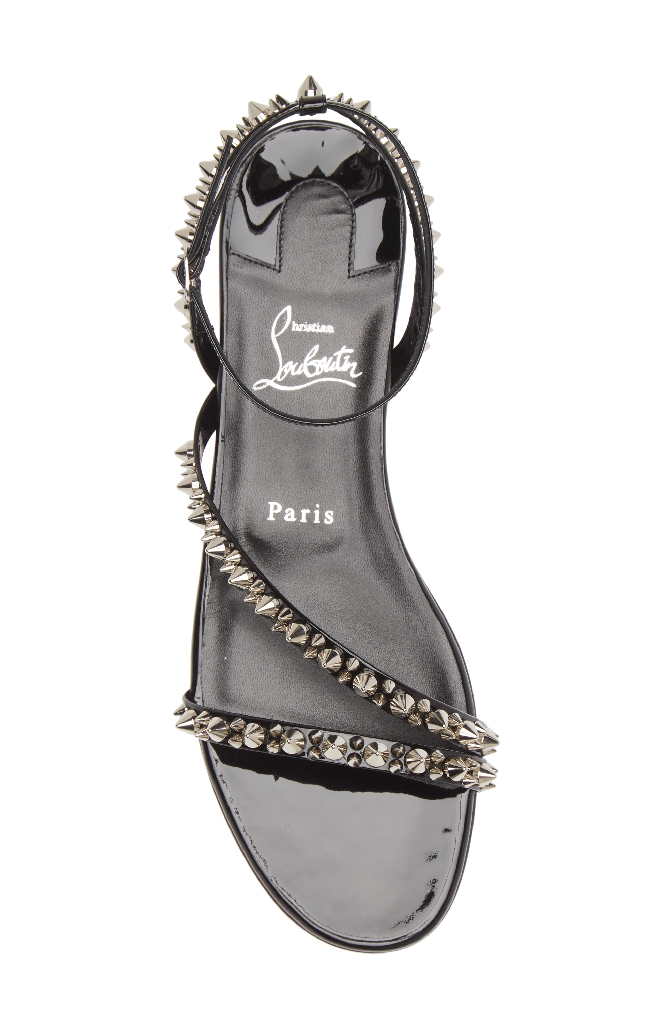 Christian Louboutin Mafaldina Spikes Ankle Strap Sandal, Alternate, color, 
