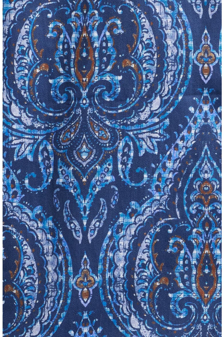Medallion Print Oversize Button-Up Shirt, Alternate, color, NAVY