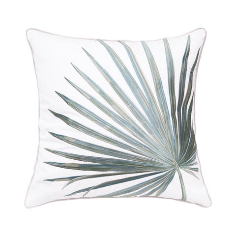 Fan Palm Indoor/Outdoor White Accent Pillow Decor