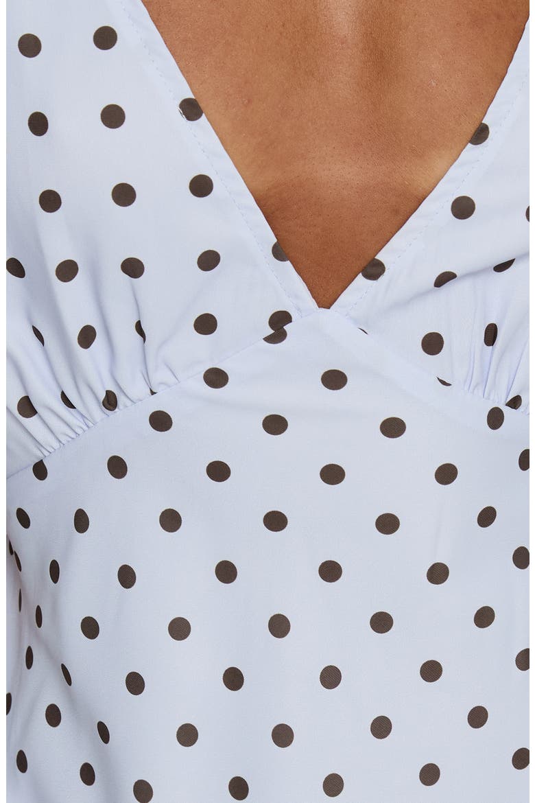 Nellie Polka Dot Sleeveless Minidress, Alternate, color, BLUE/ BROWN POLKA DOT