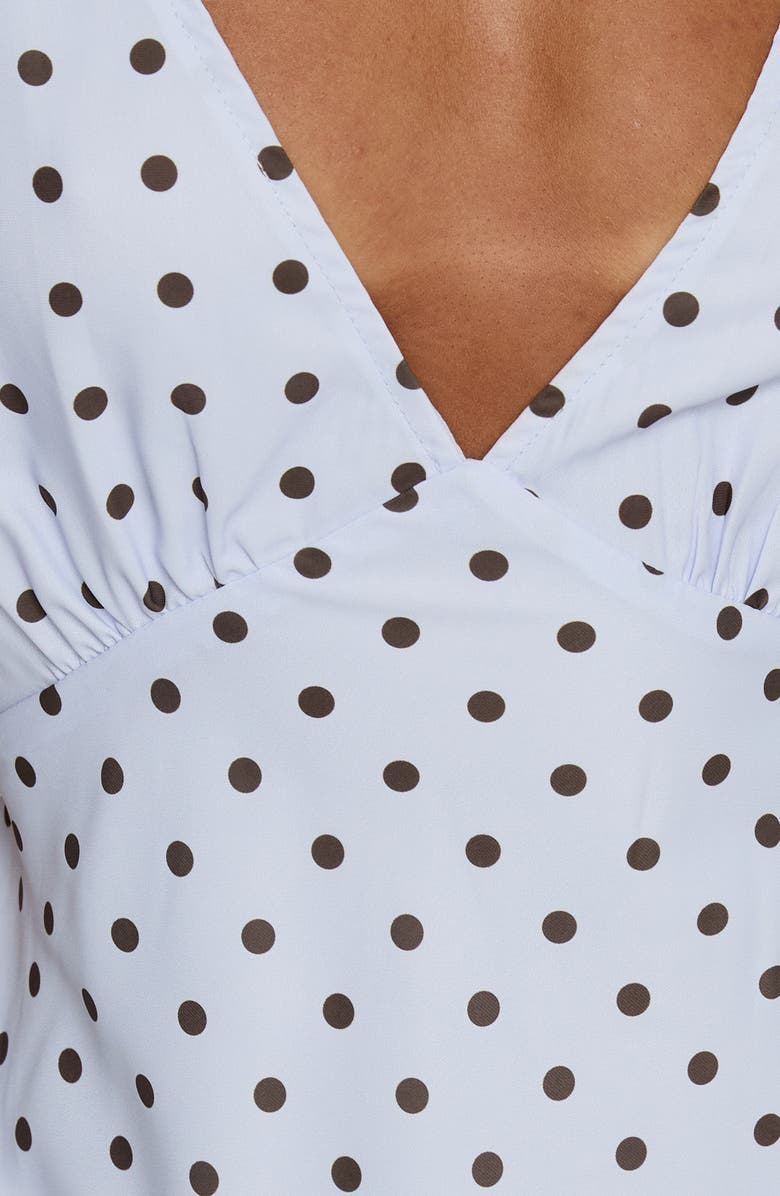 Princess Polly Nellie Polka Dot Sleeveless Minidress, Alternate, color, Blue/ Brown Polka Dot