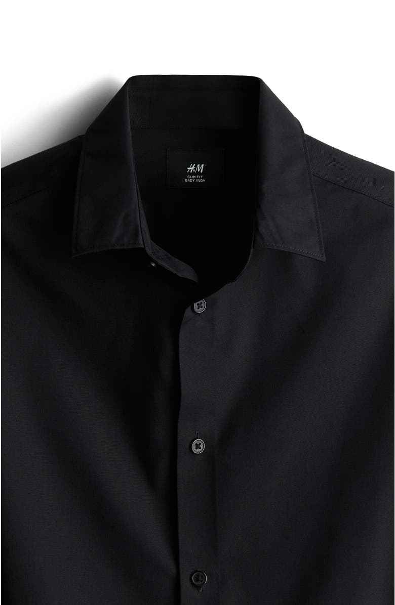 H&M Slim Fit Easy-iron Shirt, Alternate, color, Black