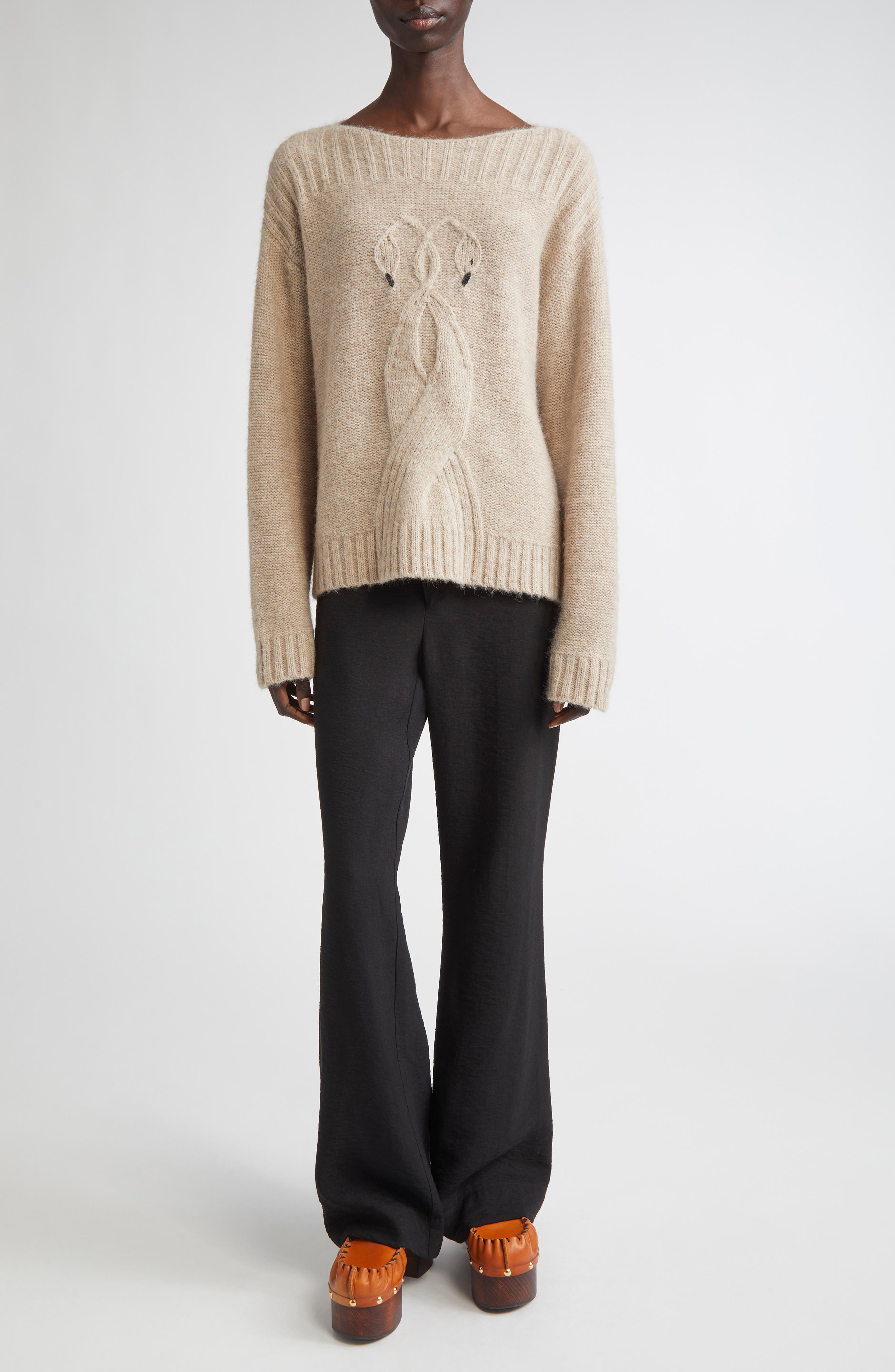Swan Cable Knit Sweater (Women) | Nordstrom