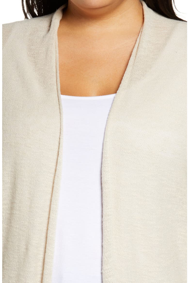 Linen & Cotton Open Front Cardigan, Alternate, color, BEIGE OATMEAL