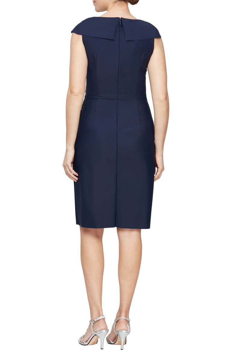Alex Evenings Portrait Collar Ruched Sheath Dress, Alternate, color,