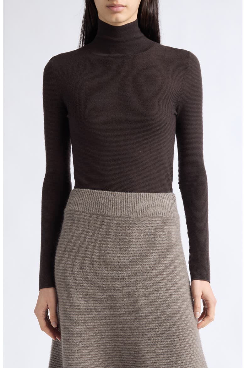 Lory Cashmere Horizontal Rib Turtleneck Sweater, Main, color, EARTH