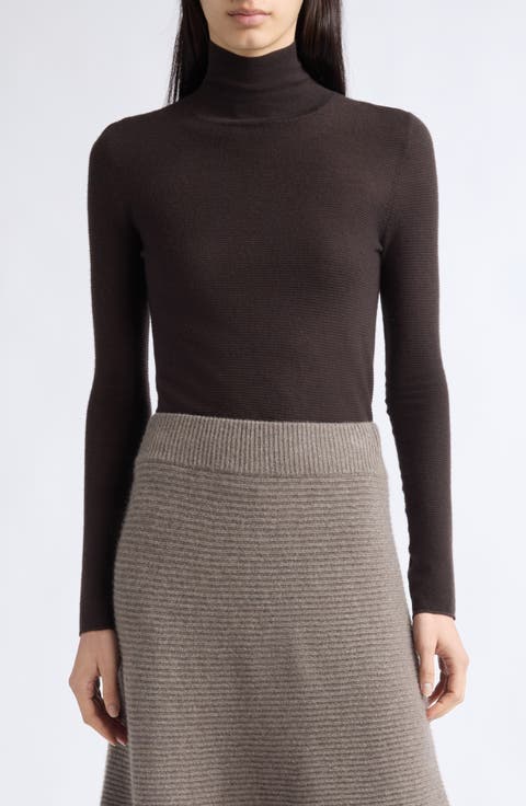 Lory Cashmere Horizontal Rib Turtleneck Sweater