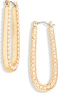 Cara Faux Pearl Oval Hoop Earrings