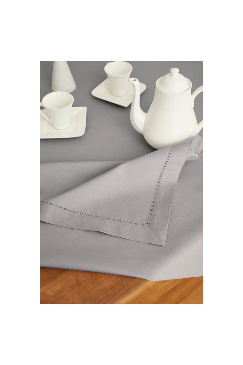 Cotton Linen Hemstitch Tablecloth, Alternate, color, Light Grey